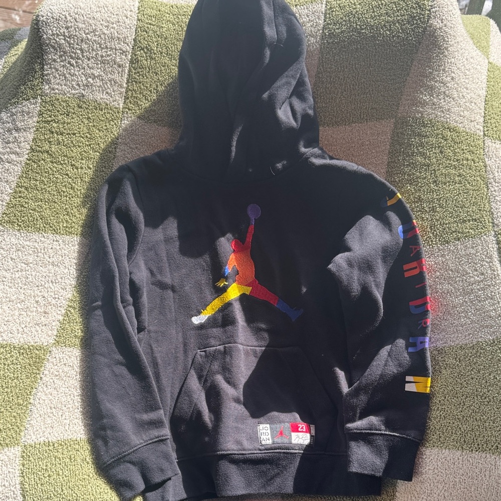 Jordan Black Hoodie with Colorful Logo